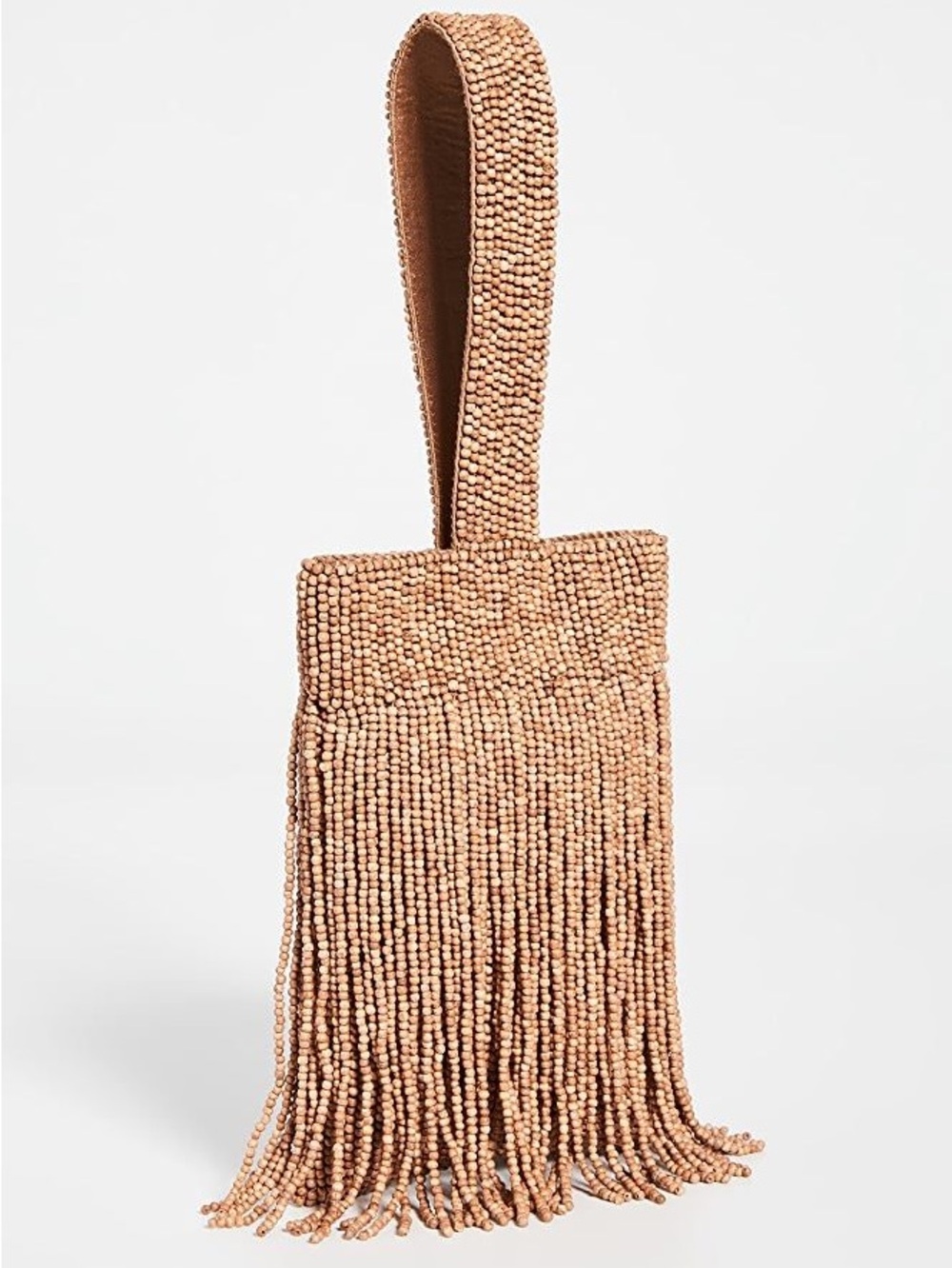 Cult Gaia Fringe Beaded Wristlet Bag - Brown